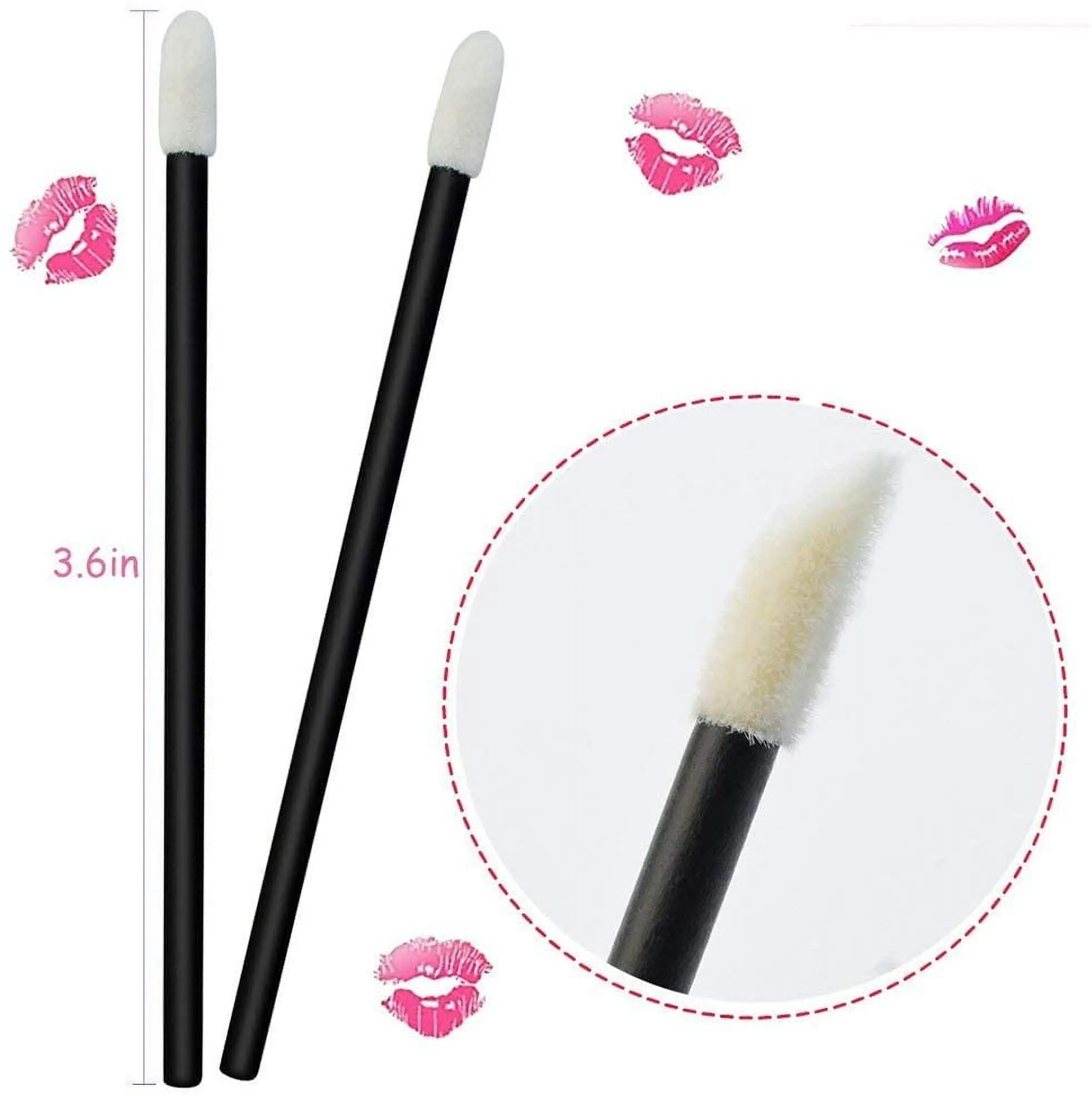 100 PCS Disposable Lipbrush Lip Gloss Brush Wands Lipstick Gloss Applicators Makeup Tool-Black