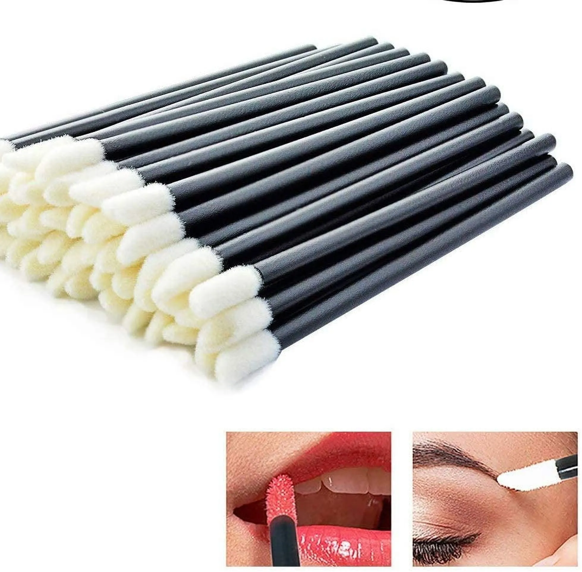 100 PCS Disposable Lipbrush Lip Gloss Brush Wands Lipstick Gloss Applicators Makeup Tool-Black