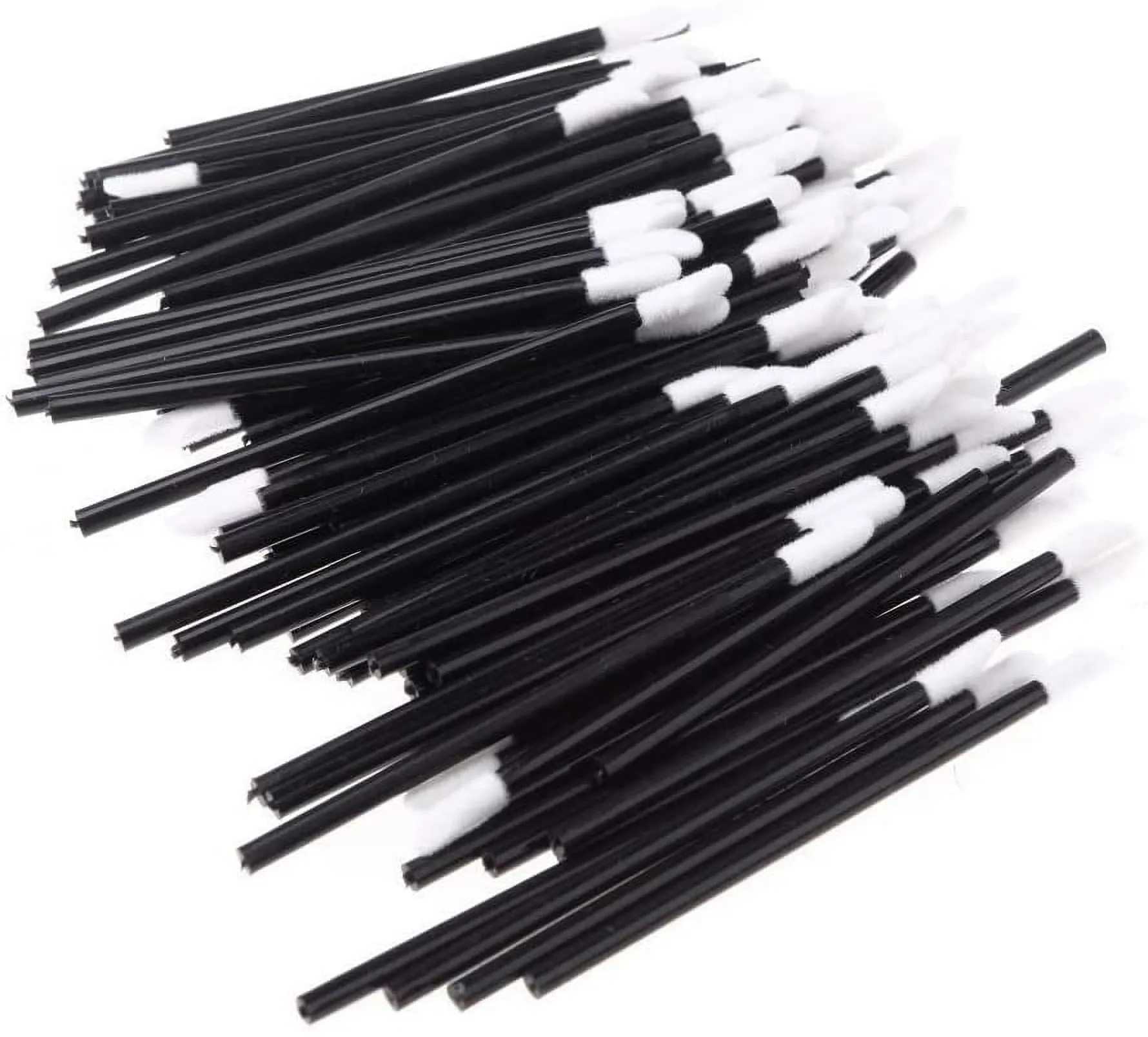 100 PCS Disposable Lipbrush Lip Gloss Brush Wands Lipstick Gloss Applicators Makeup Tool-Black