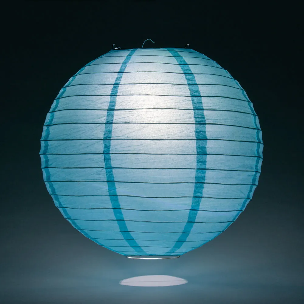 10" Baby Blue Round Paper Lantern, Even Ribbing, Chinese Hanging Wedding & Party Decoration