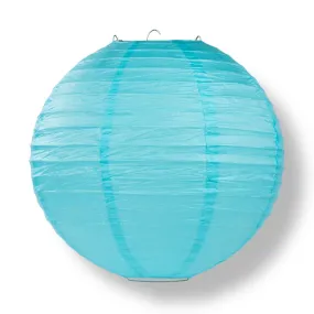 10" Baby Blue Round Paper Lantern, Even Ribbing, Chinese Hanging Wedding & Party Decoration