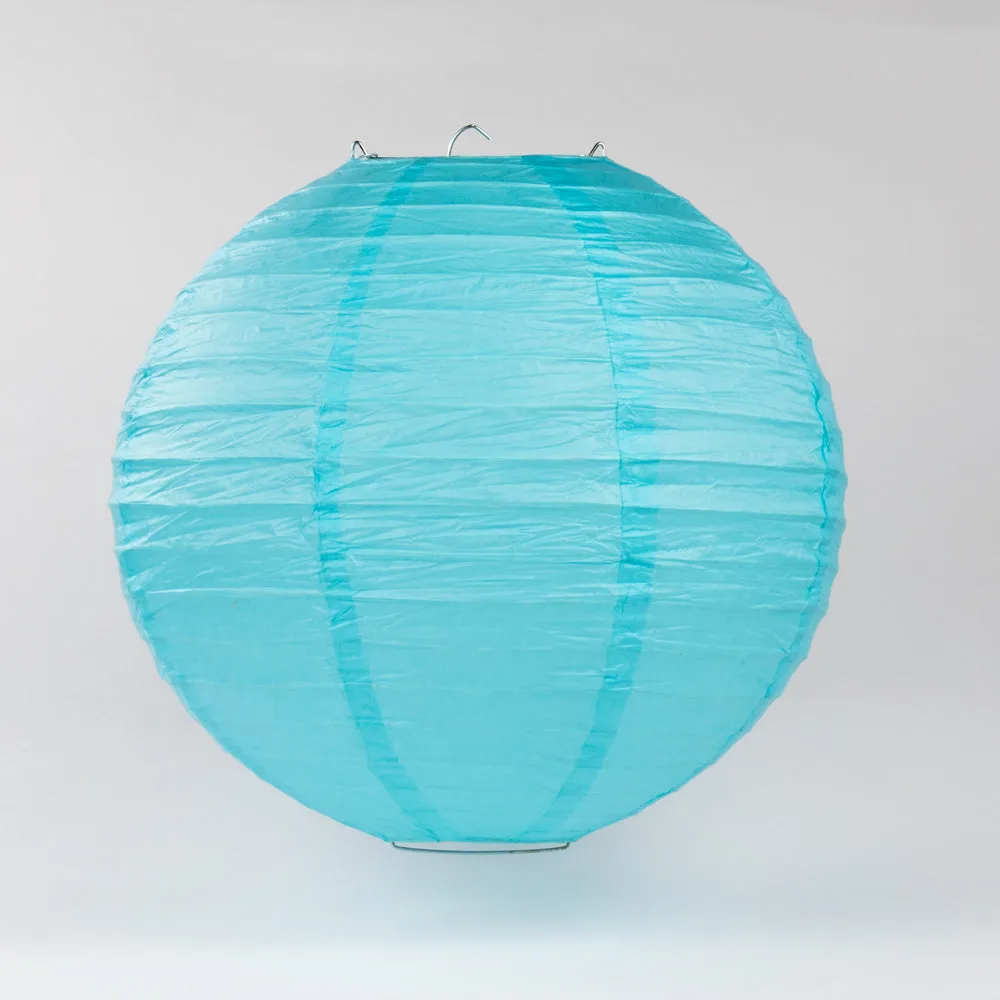 10" Baby Blue Round Paper Lantern, Even Ribbing, Chinese Hanging Wedding & Party Decoration