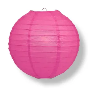 12" Fuchsia / Hot Pink Round Paper Lantern, Even Ribbing, Chinese Hanging Wedding & Party Decoration