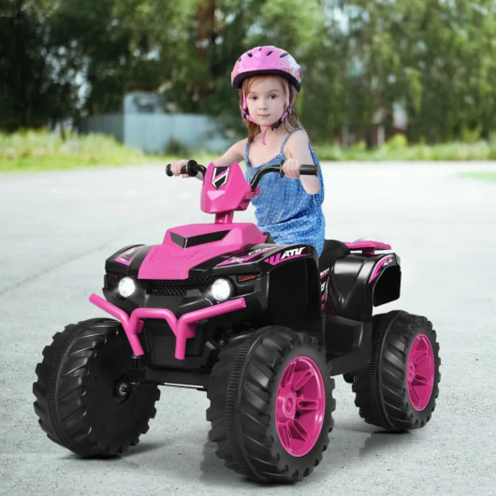 12V Kids Ride on ATV with LED Lights and Treaded Tires and LED lights-Navy