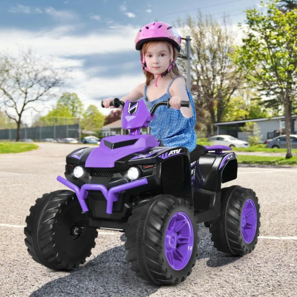 12V Kids Ride on ATV with LED Lights and Treaded Tires and LED lights-Navy