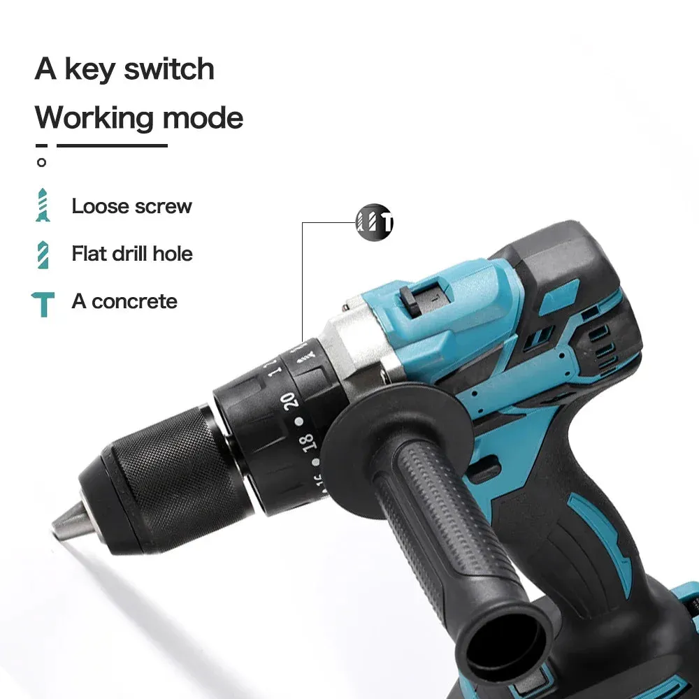 13mm Cordless Impact Drill 18V Electric Screwdriver Home Mini Brushless Impact Drill For Makita Battery Rechargeable Impact Dril