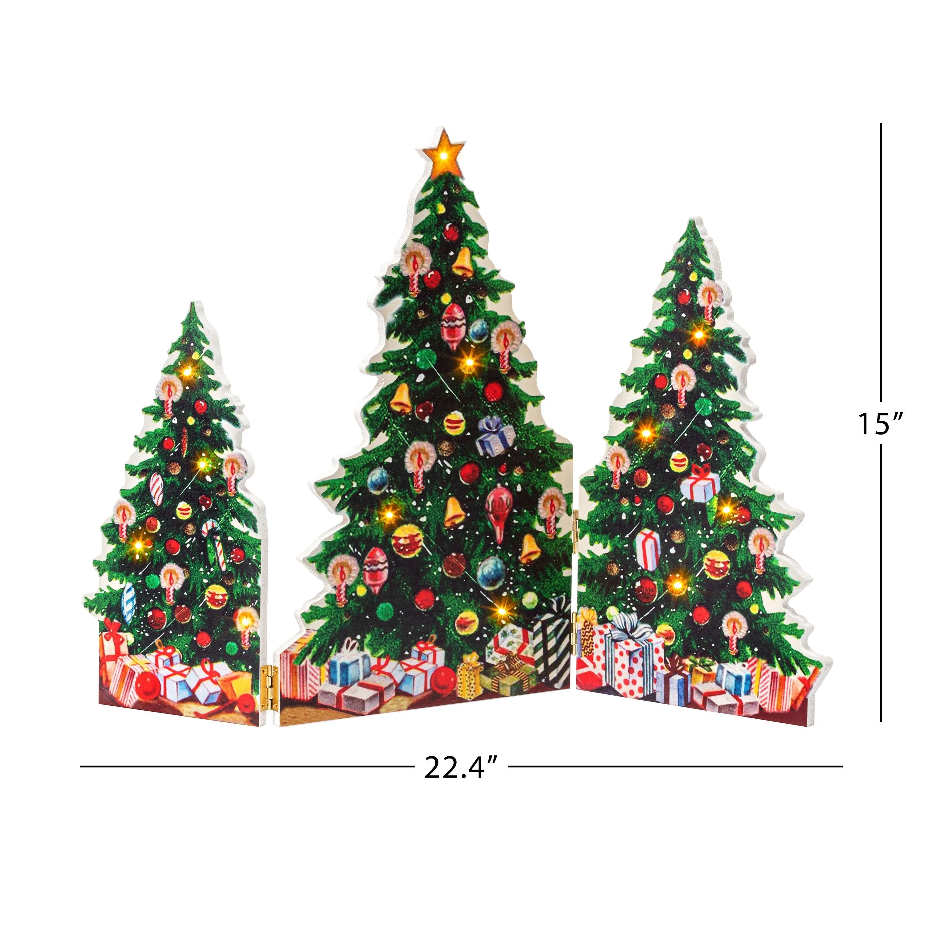 15 in. Illuminated Folding Scene - Christmas Trees