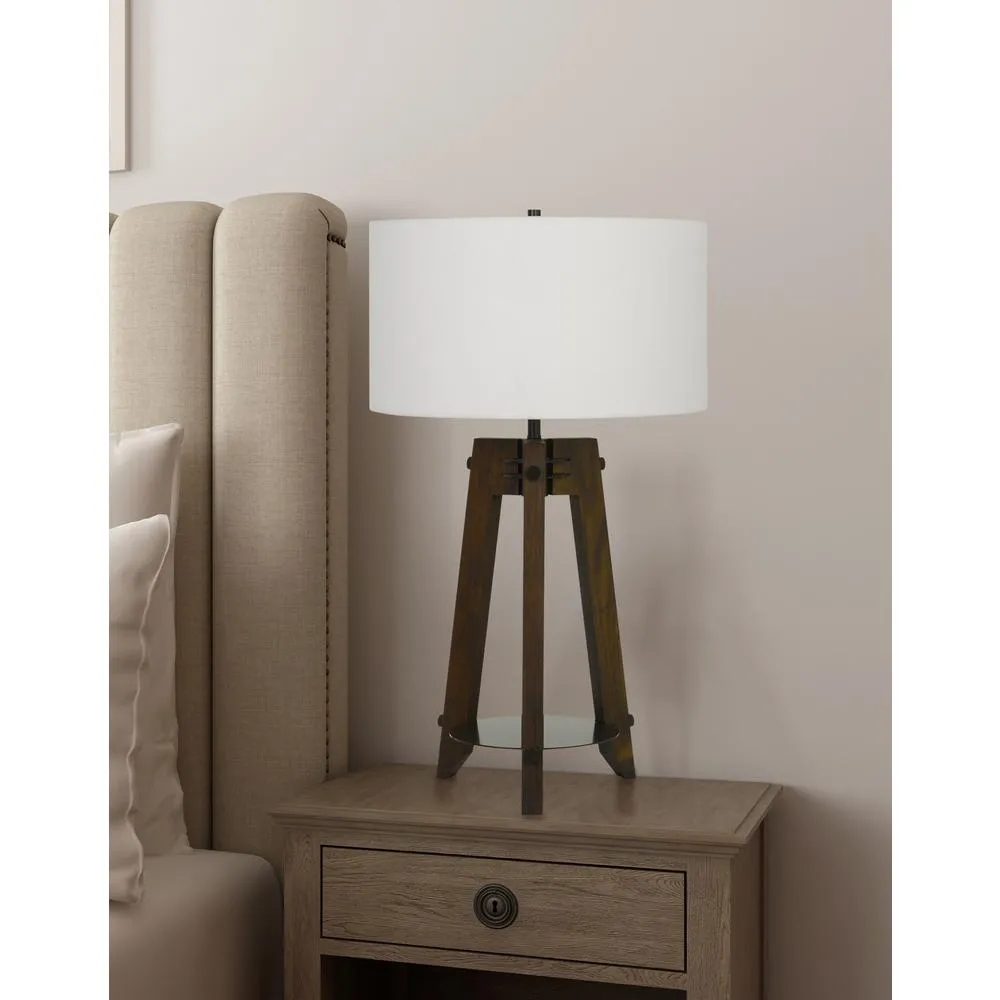 150W 3 Way Bilzen Ash Wood Tripod Table Lamp By Cal Lighting