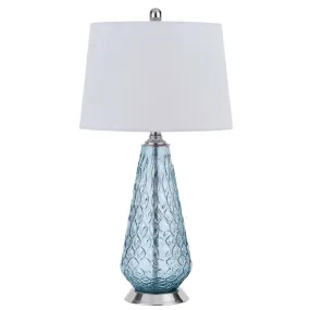 150W 3 Way Mayfield Glass Table Lamp With Hardback Taper Drum Fabric Shade By Cal Lighting