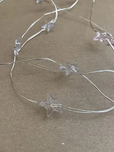 20 Battery Operated LED Stars on a Copper Wire (Pink Stars)