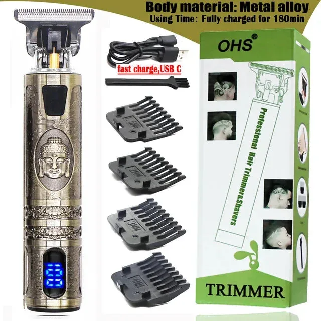 2022 T9 0mm Electric Rechargeable Hair Trimmer: Men’s Beard and Hair Cutting Machine