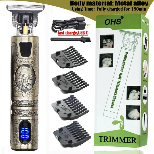 2022 T9 0mm Electric Rechargeable Hair Trimmer: Men’s Beard and Hair Cutting Machine