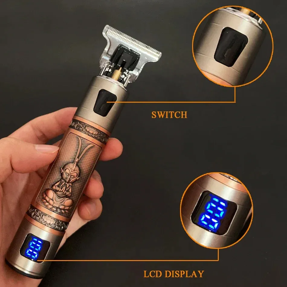 2022 T9 0mm Electric Rechargeable Hair Trimmer: Men’s Beard and Hair Cutting Machine