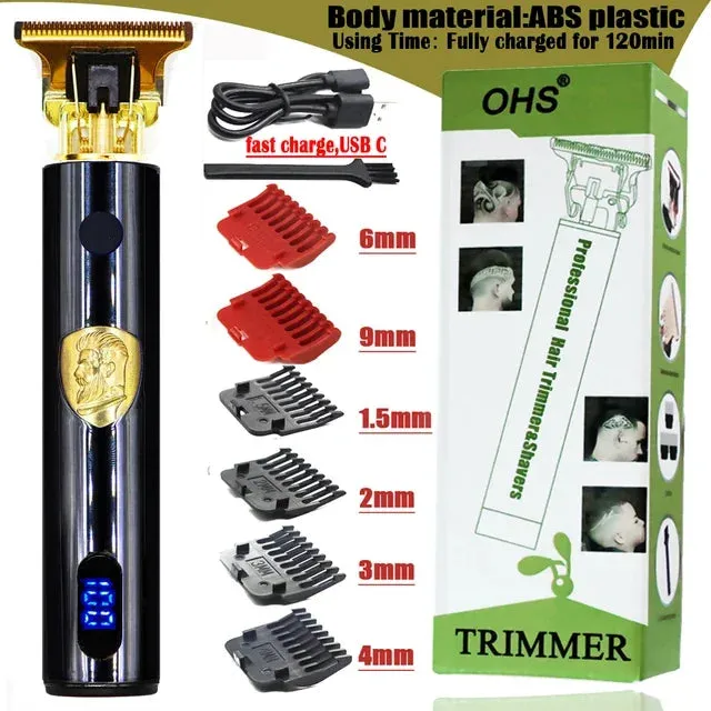 2022 T9 0mm Electric Rechargeable Hair Trimmer: Men’s Beard and Hair Cutting Machine