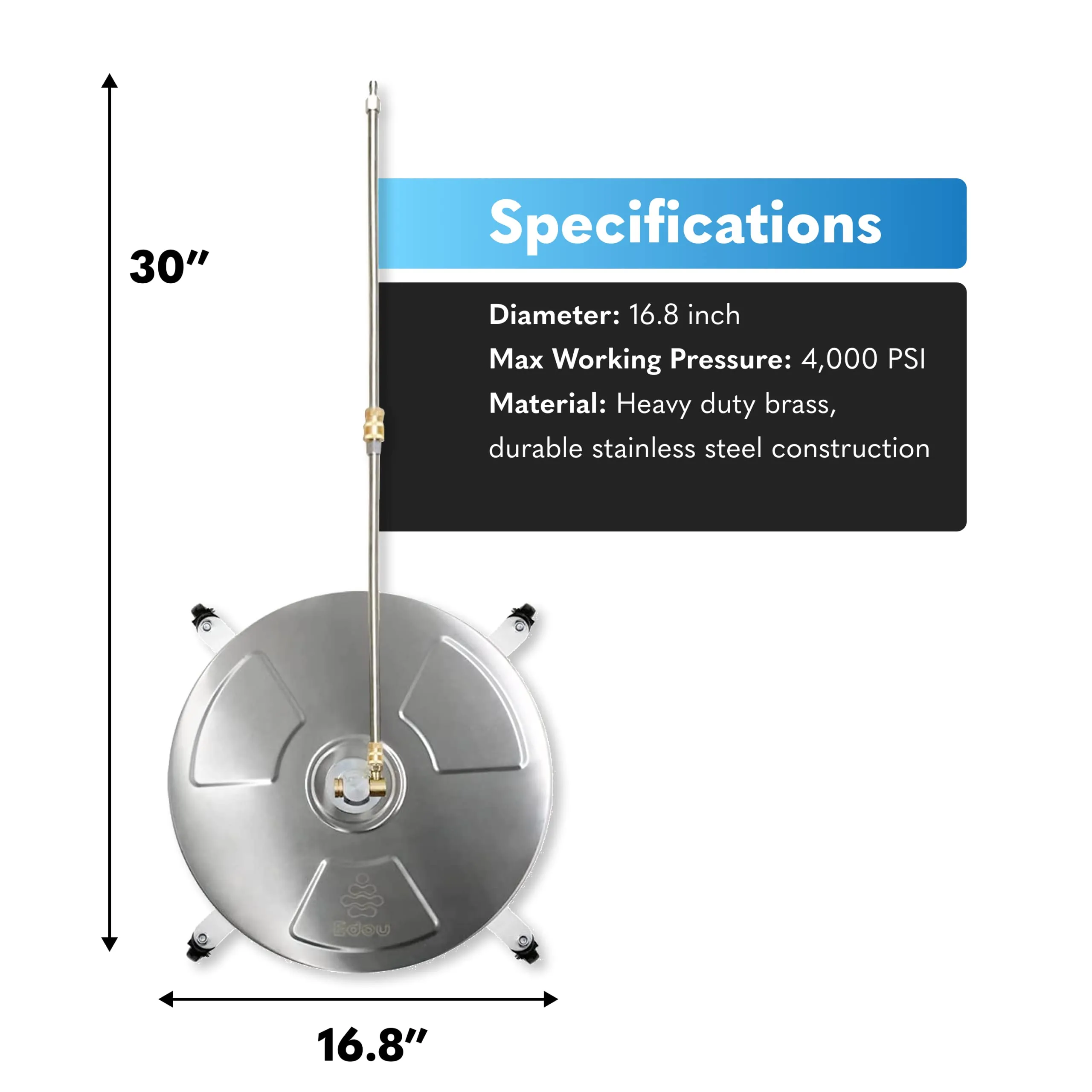 20Inch Pressure Washer Surface Cleaner - Power Washer Accessory With Wheels - 2 Pressure