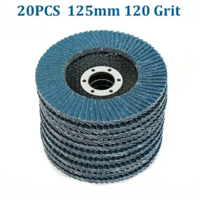 20PCS 120 Grit 5" Flap Discs for Angle Grinders