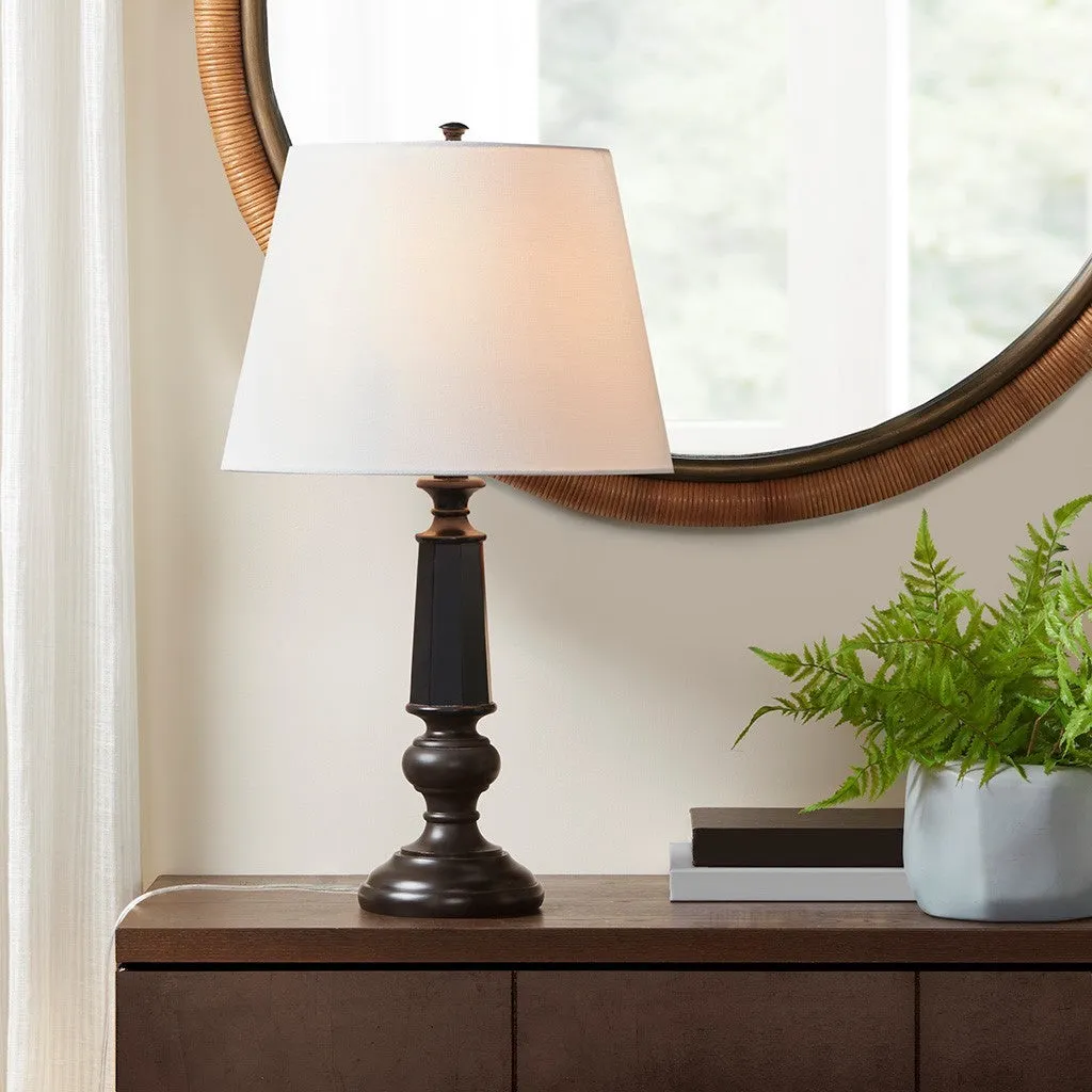 24.25" Landsdown Black Faceted Table Lamp