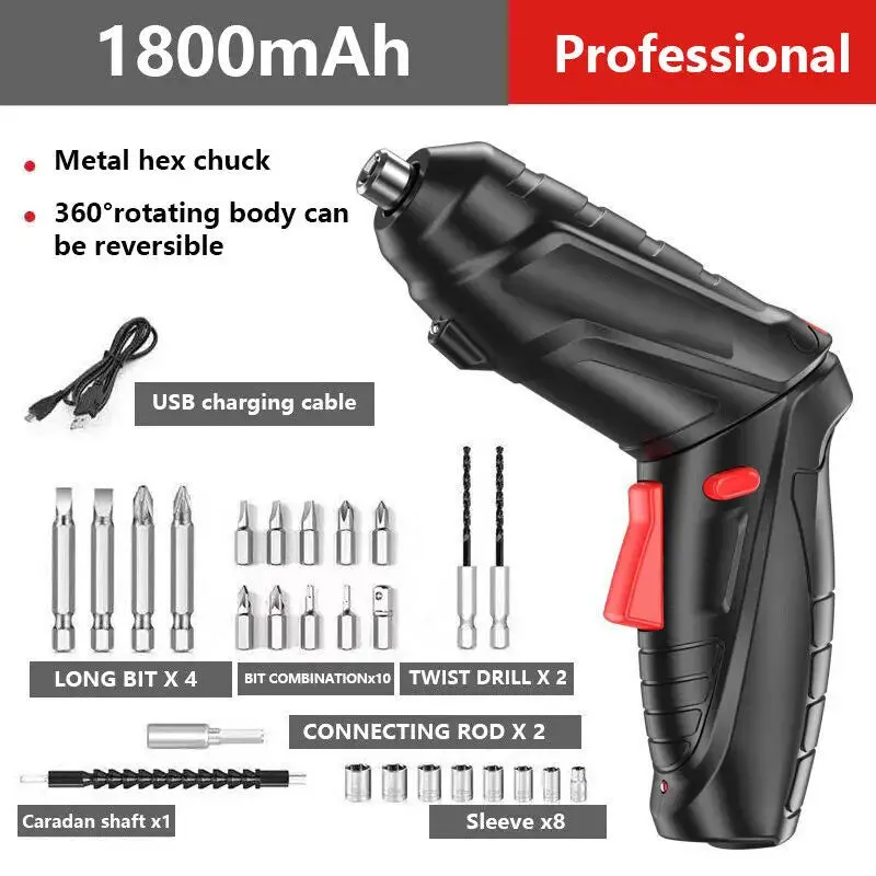 3.6V Electric Screwdriver Rechargeable Cordless Cordless Electric Screwdriver Drill Kit Folding Home Power Tools