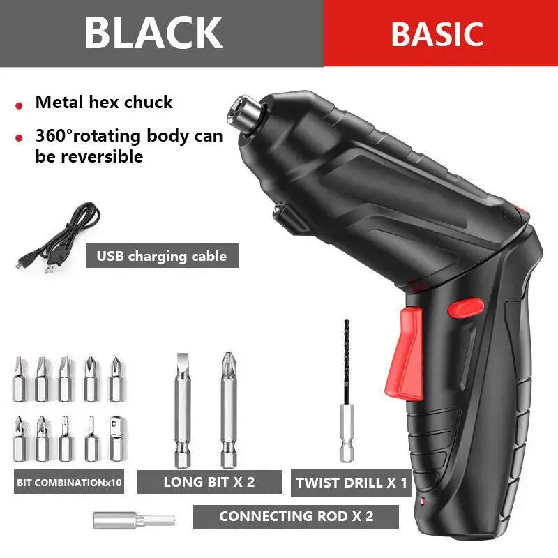 3.6V Electric Screwdriver Rechargeable Cordless Cordless Electric Screwdriver Drill Kit Folding Home Power Tools