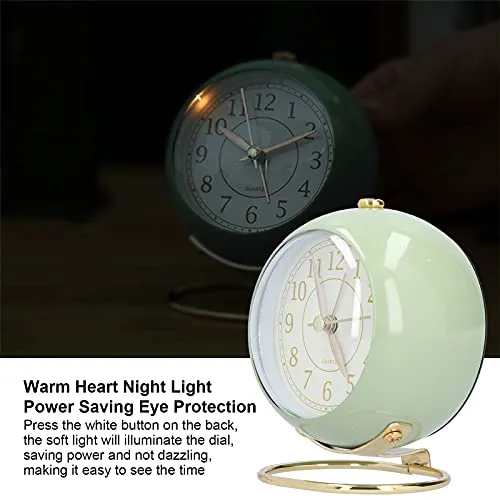 3NH® Desk Clock, Metal Baking Paint Small Clock with Night Light for Home for Bedroom(Olive Green)