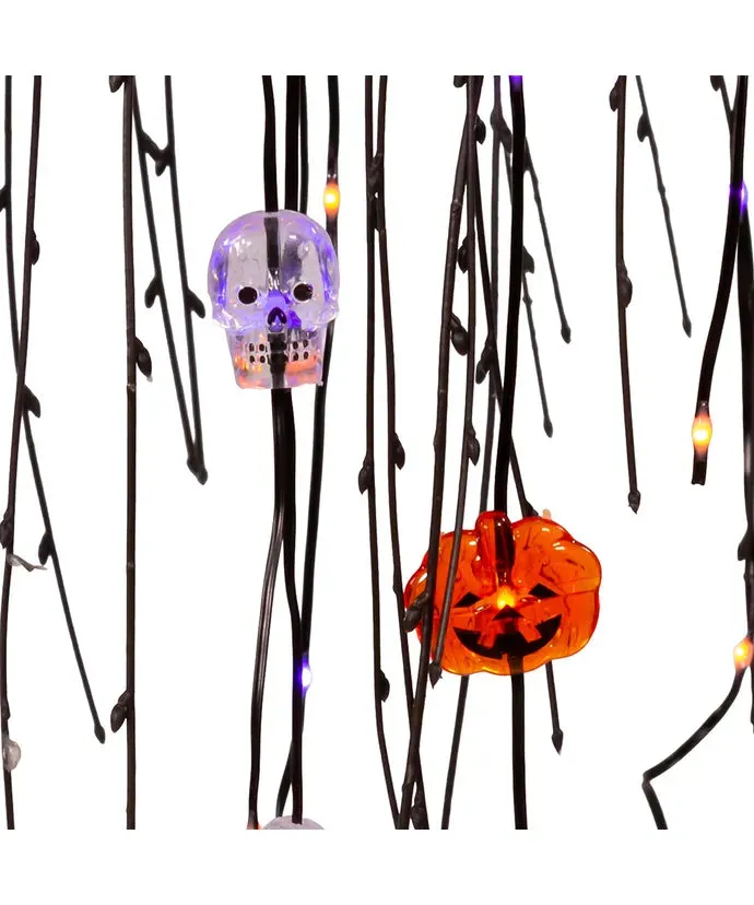 4' Pre-Lit Purple & Orange LED Halloween Willow Tree