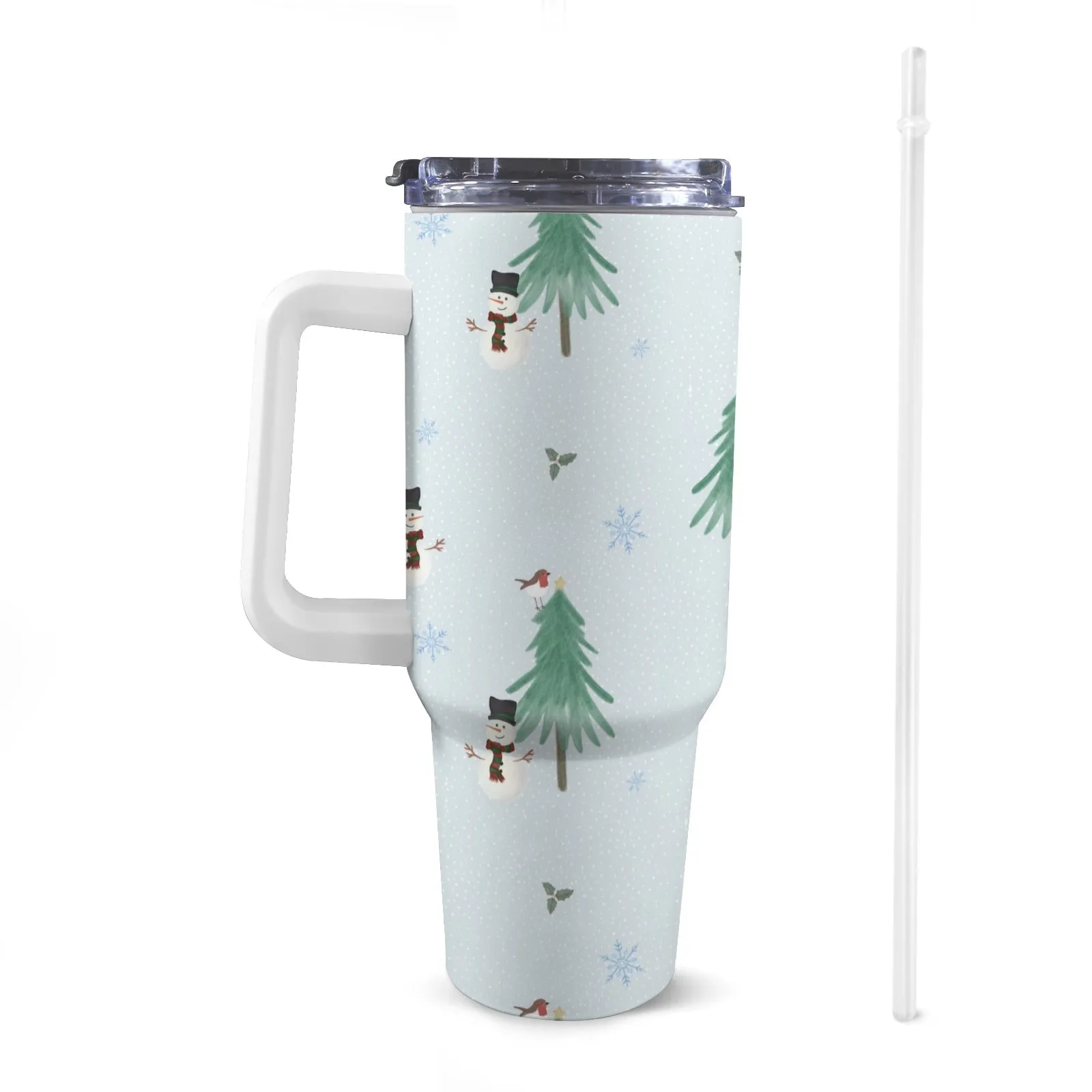 40oz/1200ml Christmas Stanley-Style Tumbler – with Festive Patterns (Zany, Traditional & Snowy Designs)