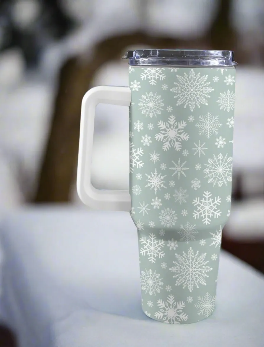 40oz/1200ml Christmas Stanley-Style Tumbler – with Festive Patterns (Zany, Traditional & Snowy Designs)