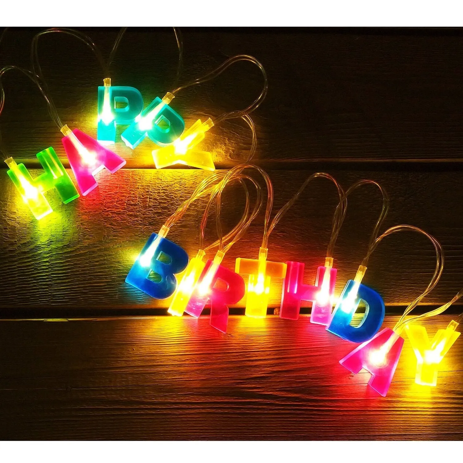 4815 Decoratives Plastic Happy Birthday 13 LED Letter Battery Operated String Lights, Outdoor String Lights (Multicolour)