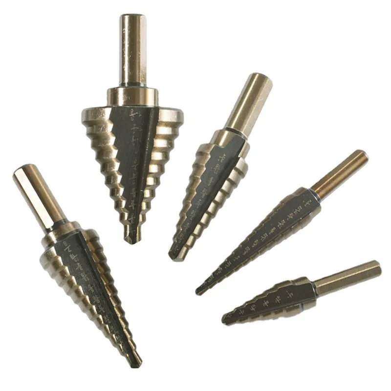 5-Piece Black and Yellow Step Drill Bit Set