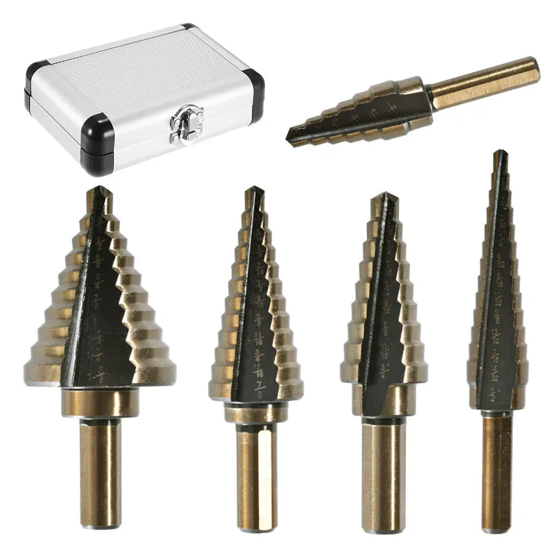 5-Piece Black and Yellow Step Drill Bit Set