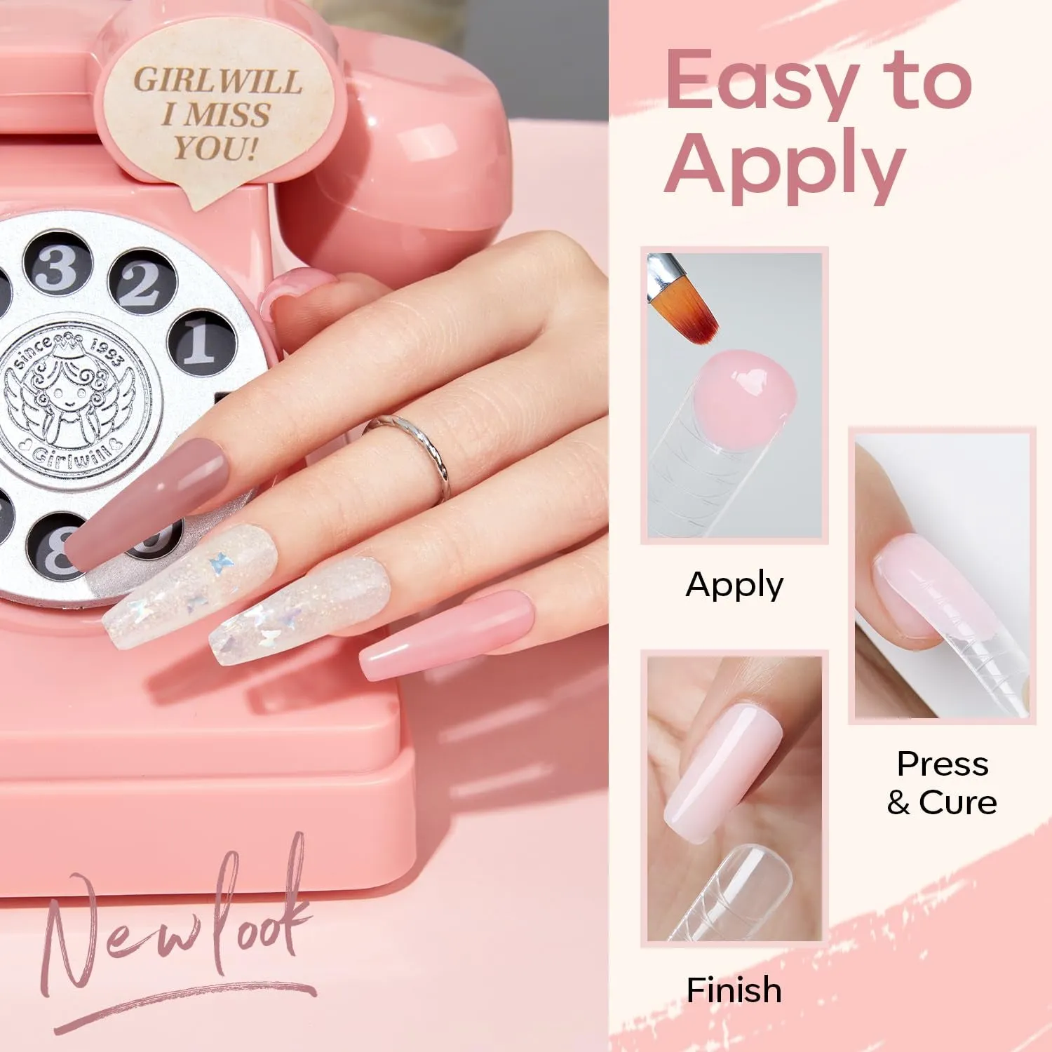 6-Color Poly Gel Nail Extension Kit with LED Lamp - Ideal for Beginners & DIY Nail Art Enthusiasts