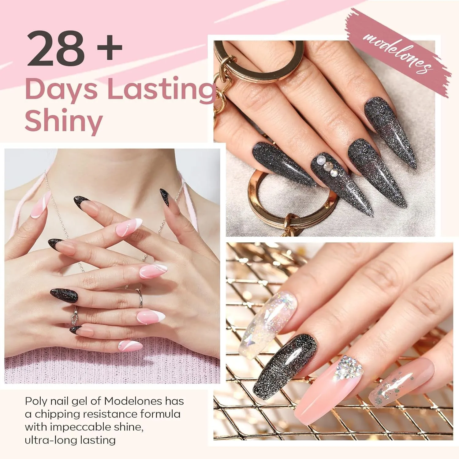 6-Color Poly Gel Nail Extension Kit with LED Lamp - Ideal for Beginners & DIY Nail Art Enthusiasts