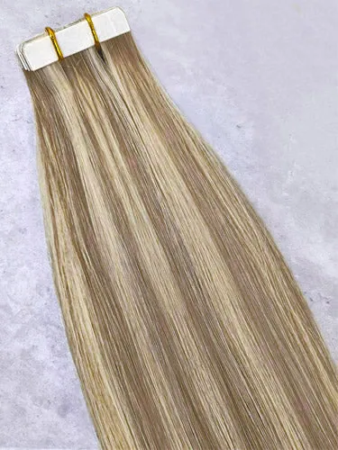 #6/24 New York Highlighted｜Luxury Russian Remy Human Hair, Double Drawn, Tape Extensions