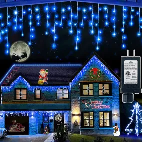 66ft LED Christmas Lights Outdoor Decorations | 8 Lighting Modes with Timer Memory 611 LED Curtain Fairy Light with 141 Drops