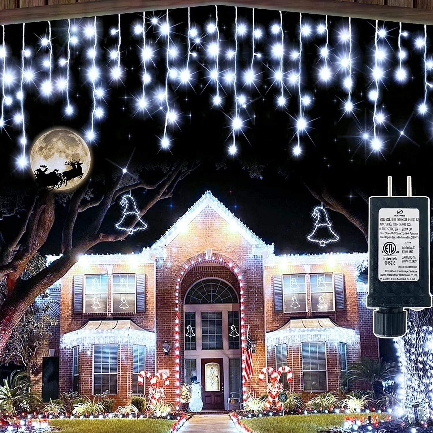 66ft LED Christmas Lights Outdoor Decorations | 8 Lighting Modes with Timer Memory 611 LED Curtain Fairy Light with 141 Drops