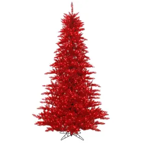 7.5' Red Tinsel Tree, LED Lights