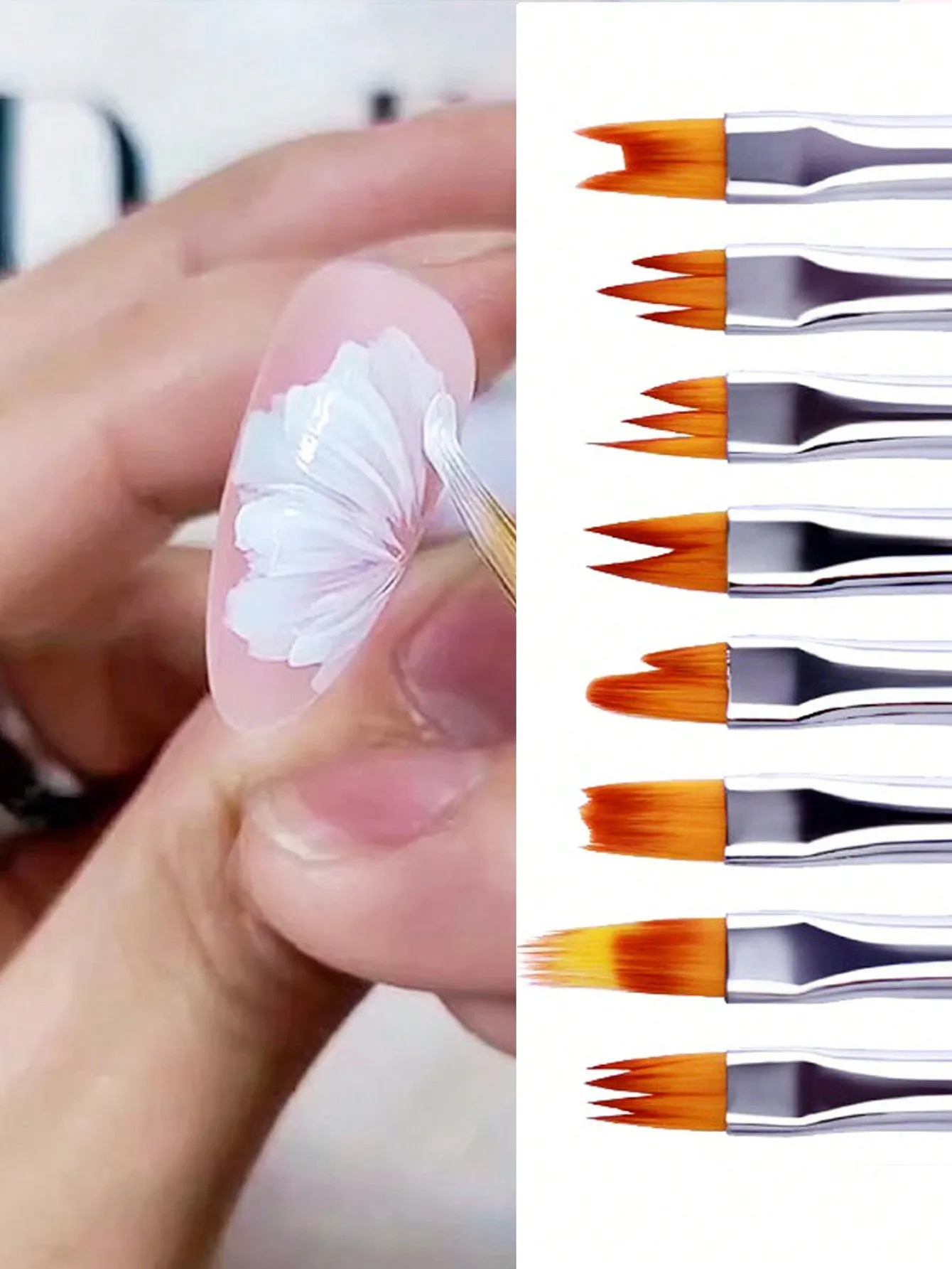 8Pcs Acrylic Nail Flower Drawing Brushes