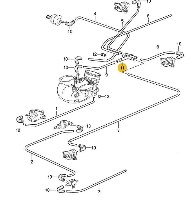 928 110 441 02 - 7 Way Vacuum Splitter - 85 to 95 32v Cars