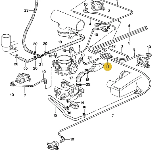 928 110 441 02 - 7 Way Vacuum Splitter - 85 to 95 32v Cars