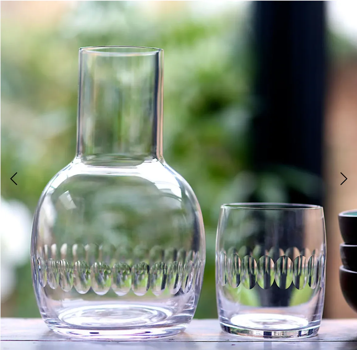 A Hand-Engraved Carafe & Glass With Lens Design