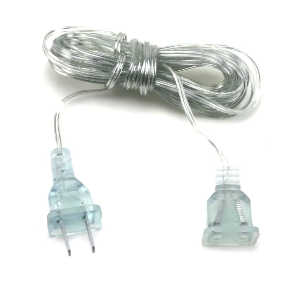 AC Power Extender Cable Cord110-220V EU/US Plug Extension  Wire for  Holiday Low Power LED String Light Christmas Indoor Lights