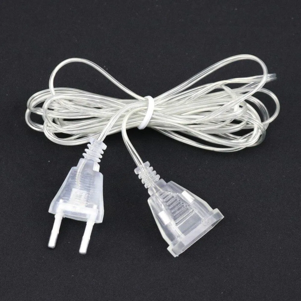 AC Power Extender Cable Cord110-220V EU/US Plug Extension  Wire for  Holiday Low Power LED String Light Christmas Indoor Lights