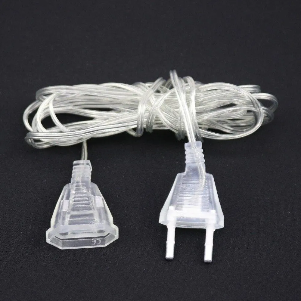 AC Power Extender Cable Cord110-220V EU/US Plug Extension  Wire for  Holiday Low Power LED String Light Christmas Indoor Lights