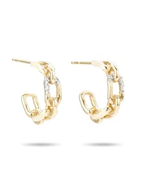 Adina Reyter - Pave Interlocking Link Huggie Hoops