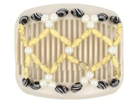 African Butterfly Hair Comb - Ndalena White Pearl 05