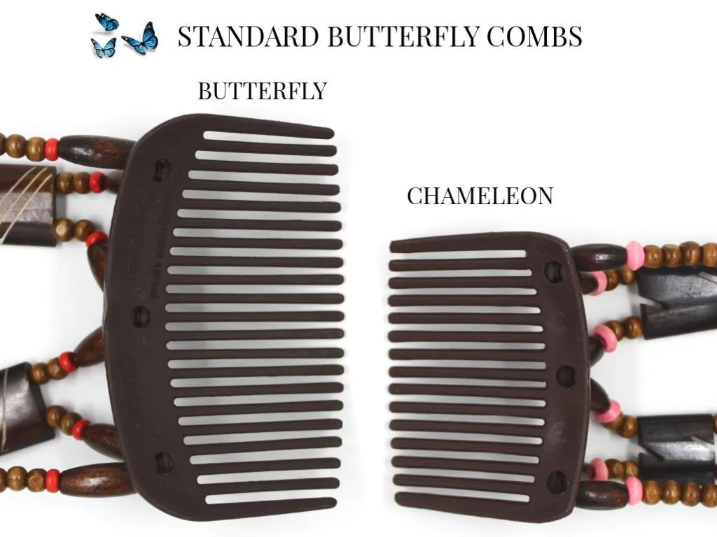 African Butterfly Thick Hair Comb - Beada Tube Black 52