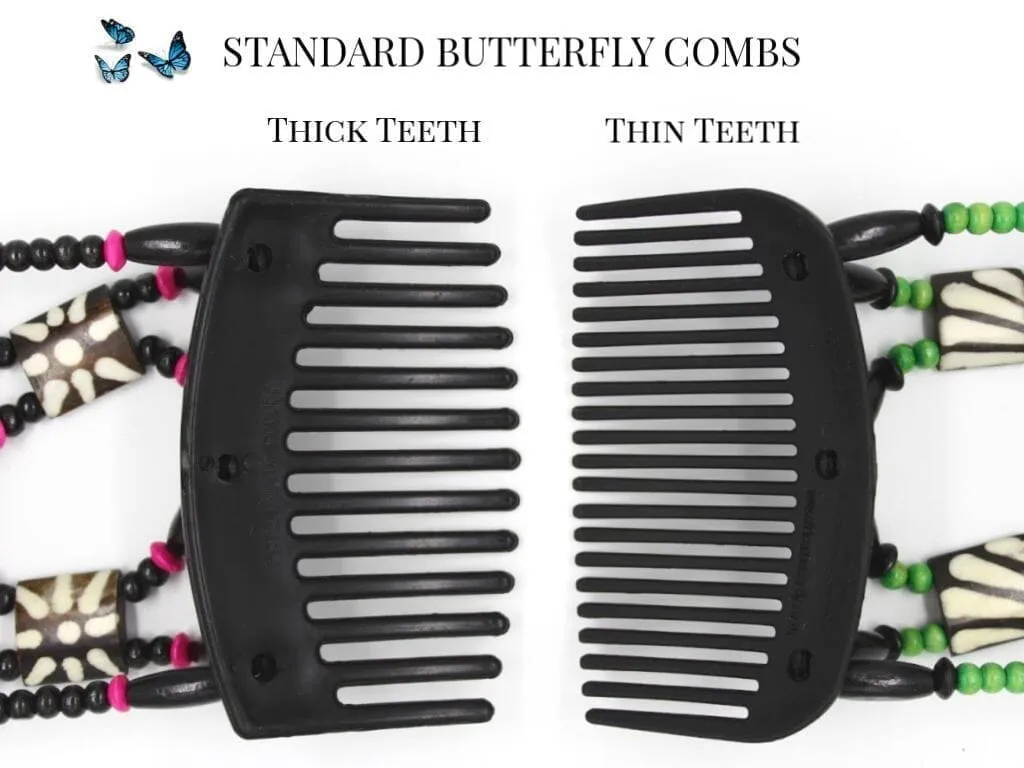 African Butterfly Thick Hair Comb - Flowers Clear 71