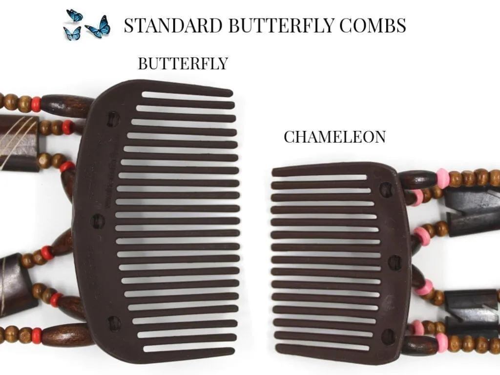 African Butterfly Thick Hair Comb - Flowers Clear 71