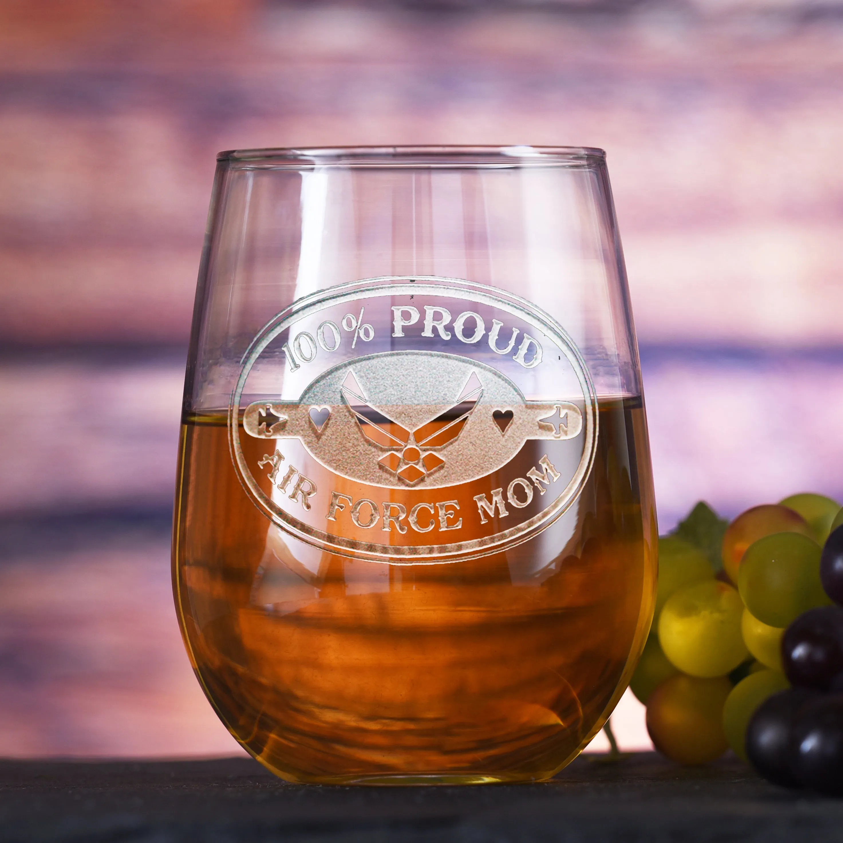 Air Force Mom Stemless Wine Glass