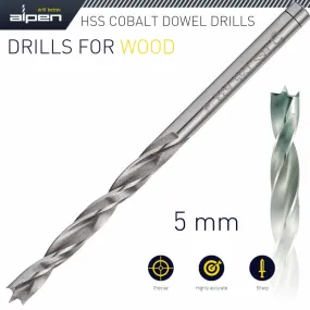 ALPEN HSS COBALT WOOD DRILL BIT 5MM ALP63305